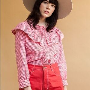 Gingham Ruffle Collar Scout Top